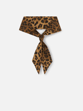 Foulard Band in cotone con stampa leopardata animalier