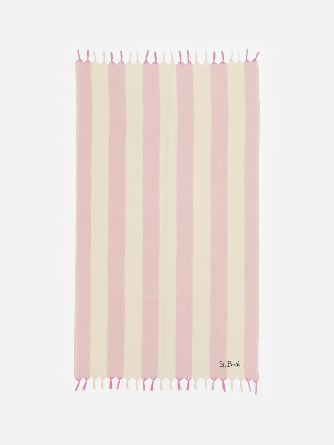 Mc2 Saint Barth Light cotton beach towel Fouta with pink striped print