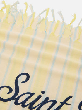 Foutas Lightbeach towel with yellow and white stripes and embroidered logo