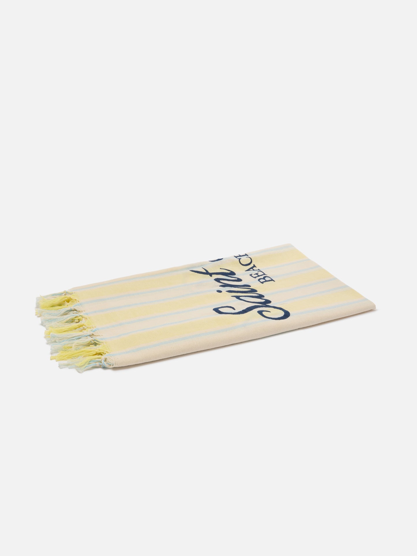 Foutas Lightbeach towel with yellow and white stripes and embroidered logo