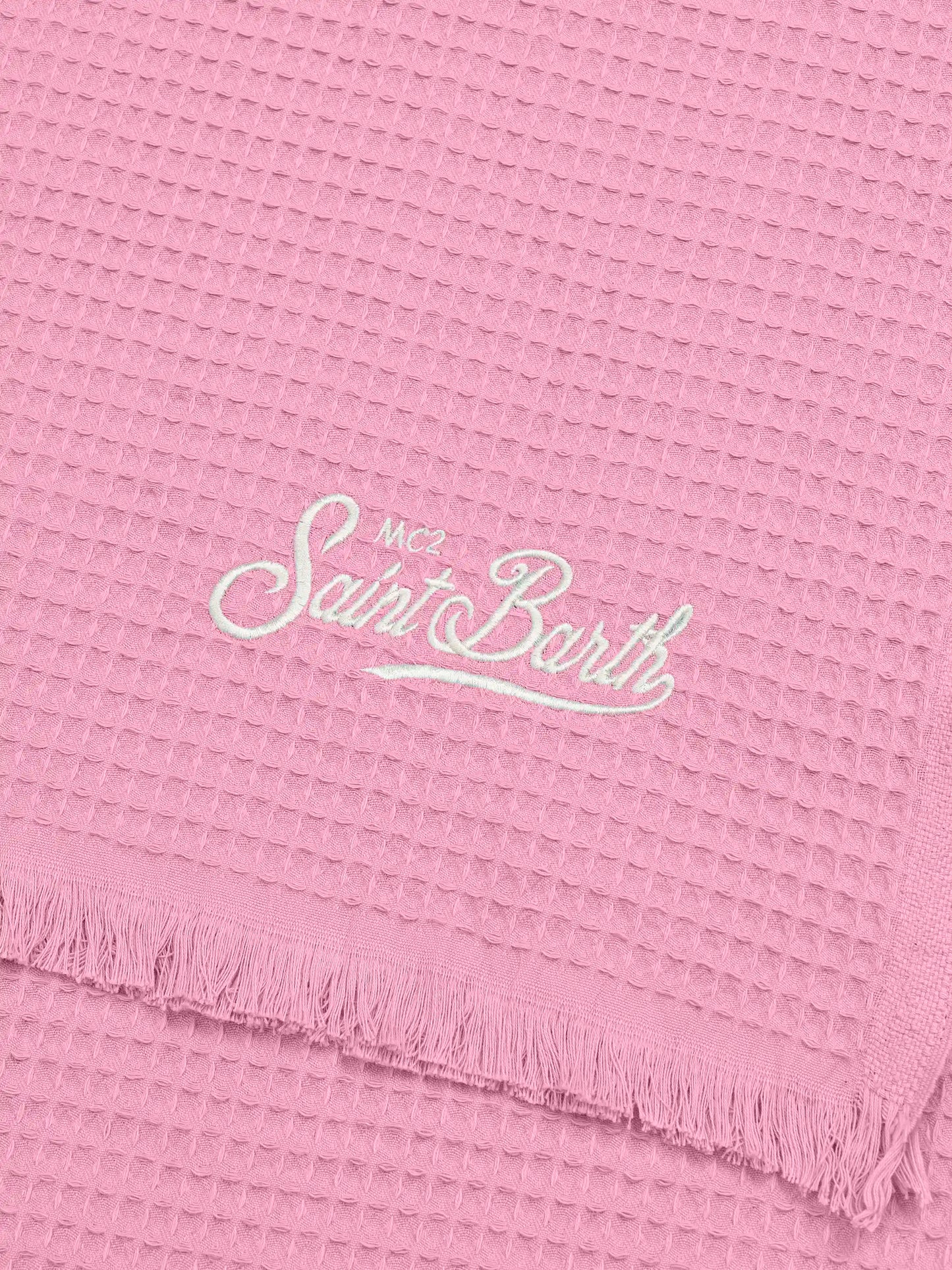 Pink honeycomb cotton FoutaSac beach towel - MC2 Saint Barth