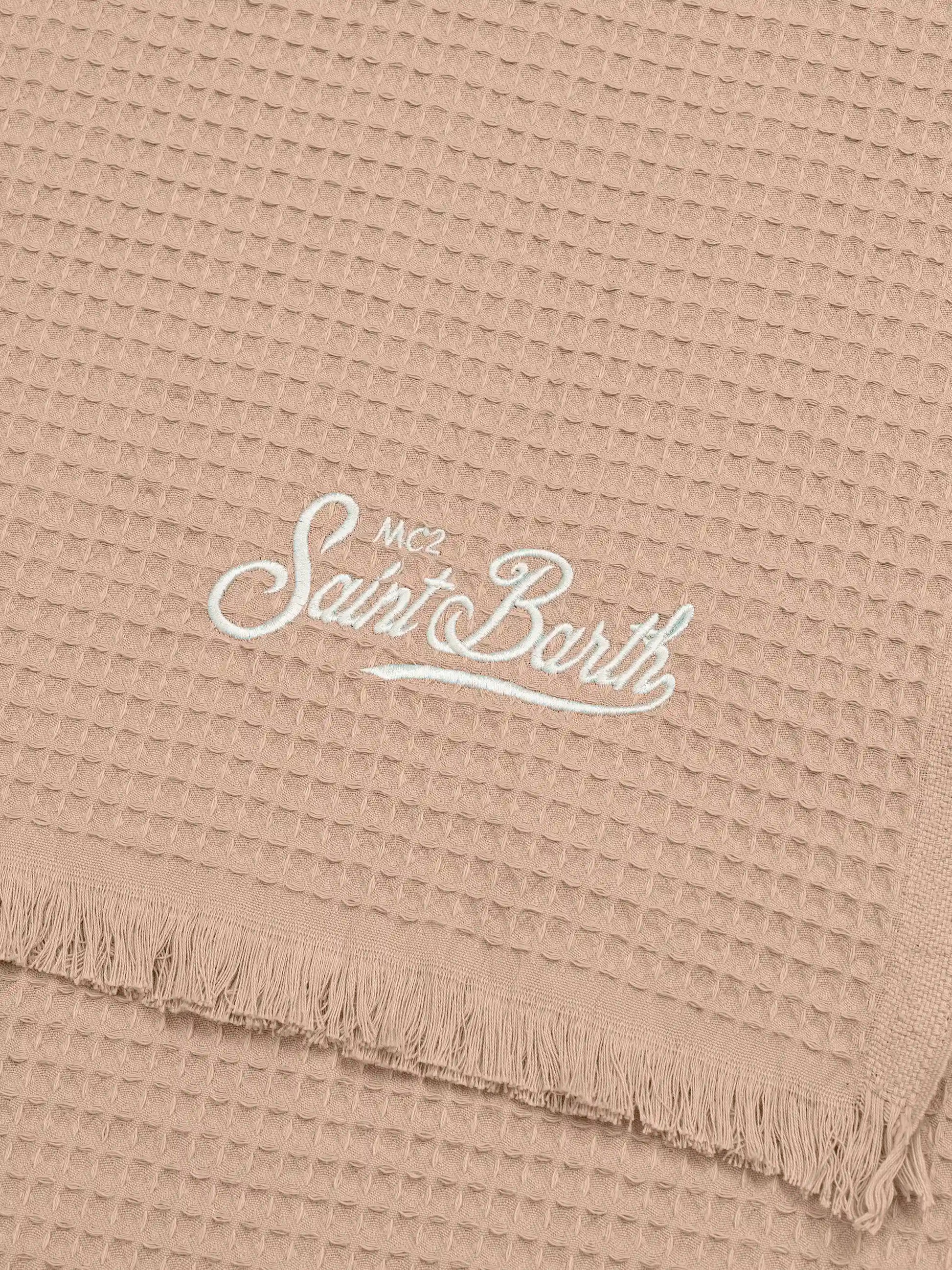 Beige honeycomb cotton FoutaSac beach towel - MC2 Saint Barth