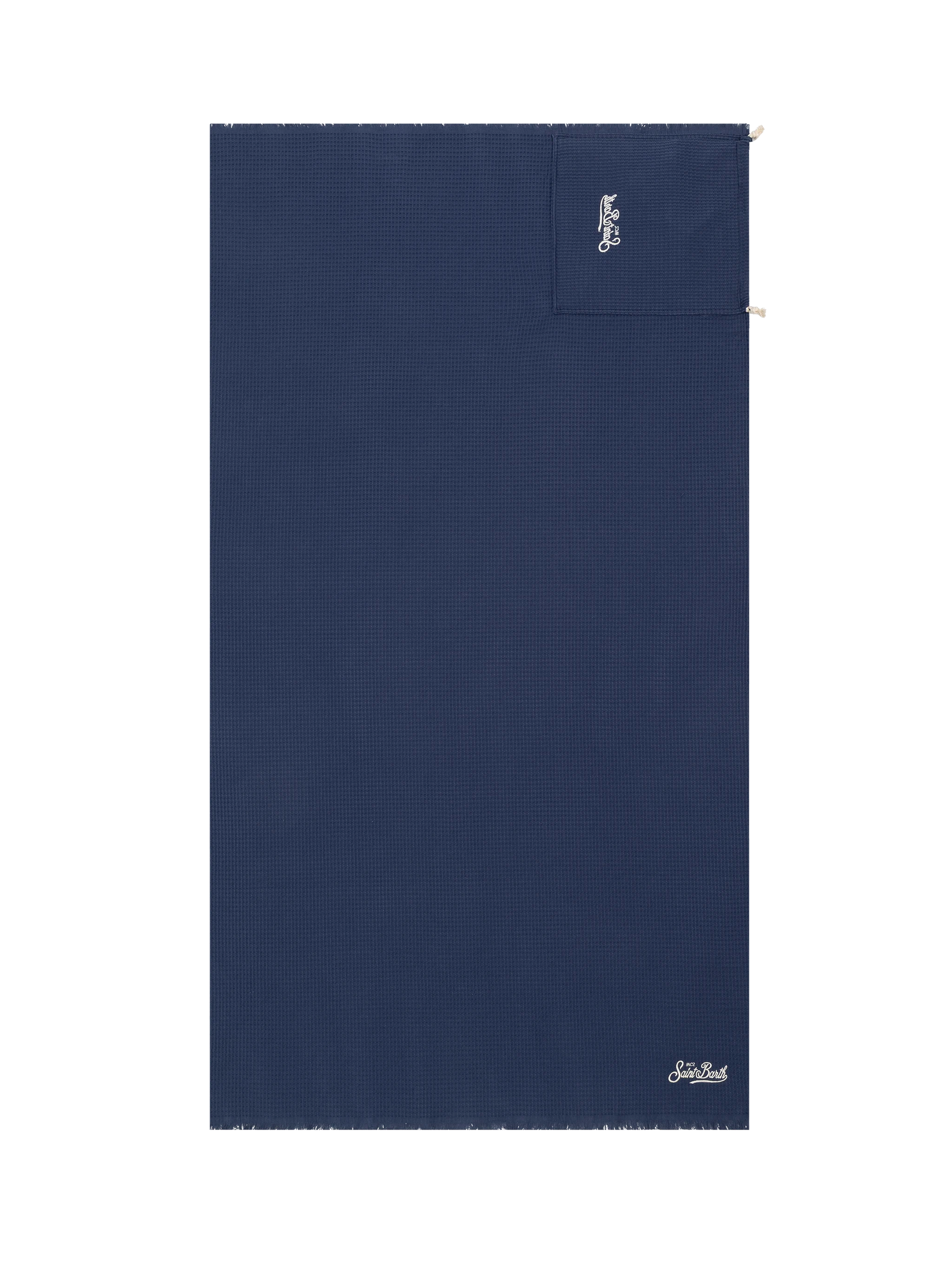 Navy blue honeycomb cotton FoutaSac beach towel - MC2 Saint Barth