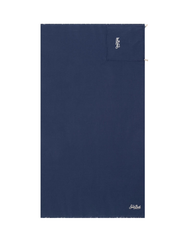 Navy blue honeycomb cotton FoutaSac beach towel - MC2 Saint Barth