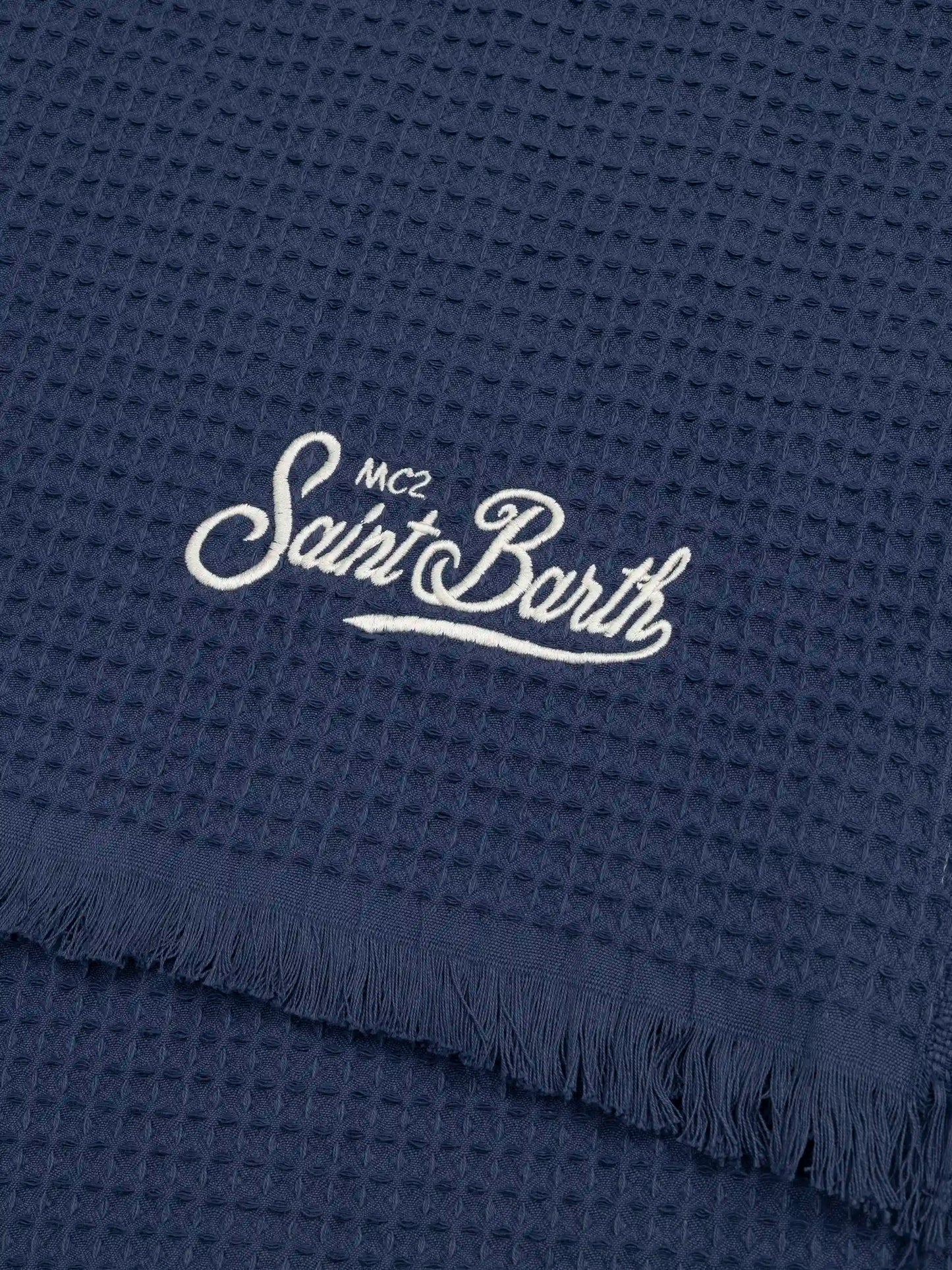 Navy blue honeycomb cotton FoutaSac beach towel - MC2 Saint Barth