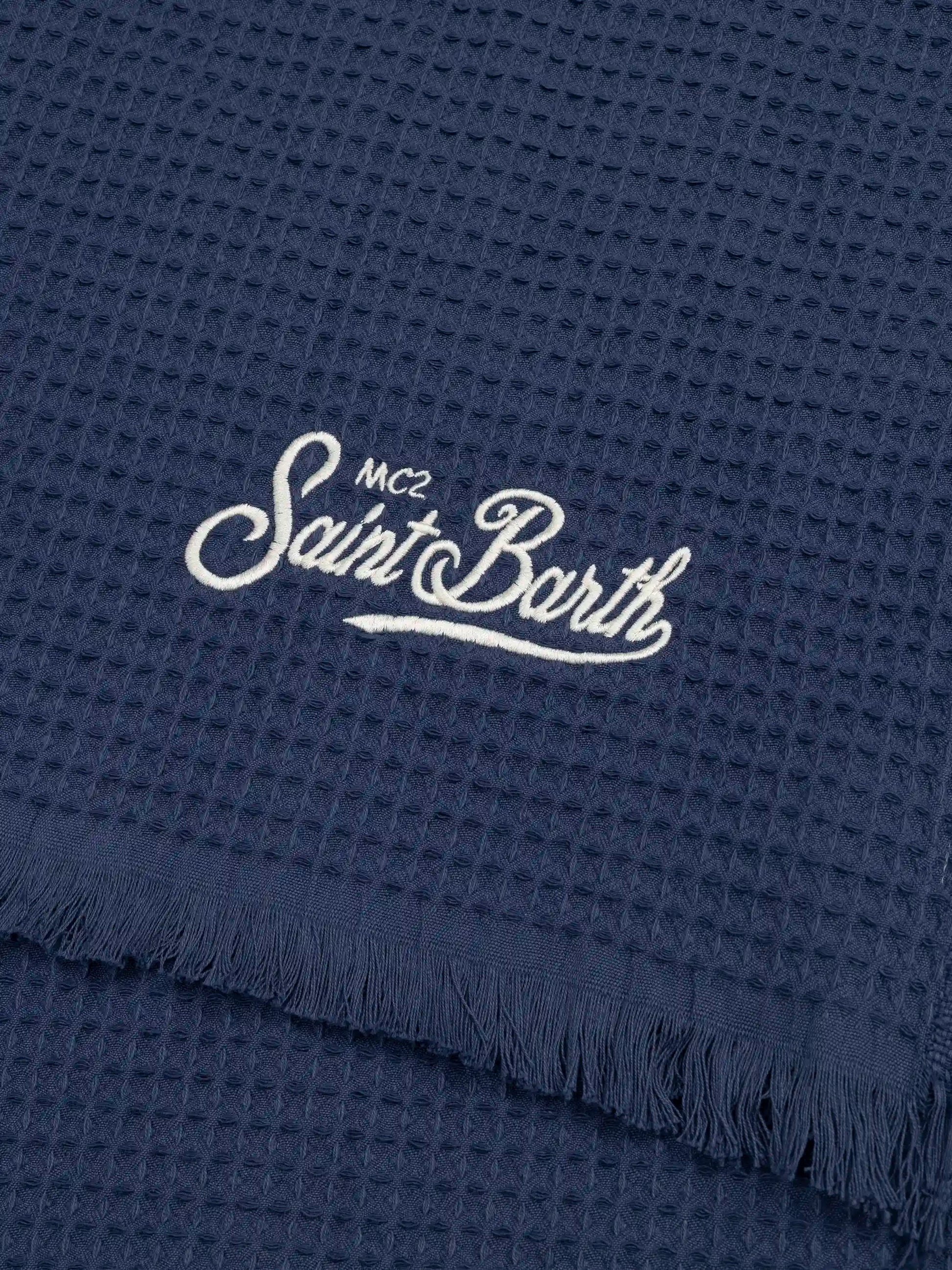 Navy blue honeycomb cotton FoutaSac beach towel - MC2 Saint Barth
