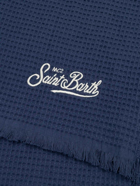 Navy blue honeycomb cotton FoutaSac beach towel - MC2 Saint Barth