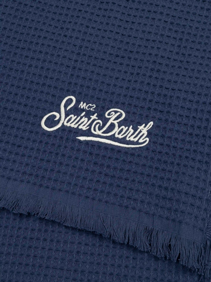 Navy blue honeycomb cotton FoutaSac beach towel - MC2 Saint Barth