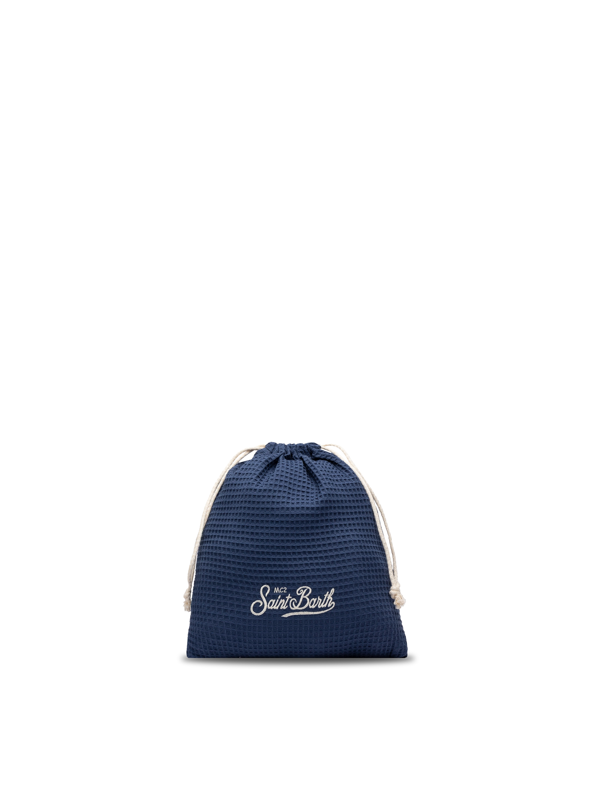Navy blue honeycomb cotton FoutaSac beach towel - MC2 Saint Barth