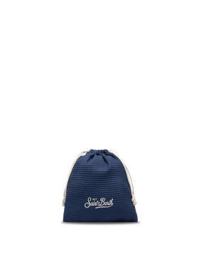 Navy blue honeycomb cotton FoutaSac beach towel - MC2 Saint Barth
