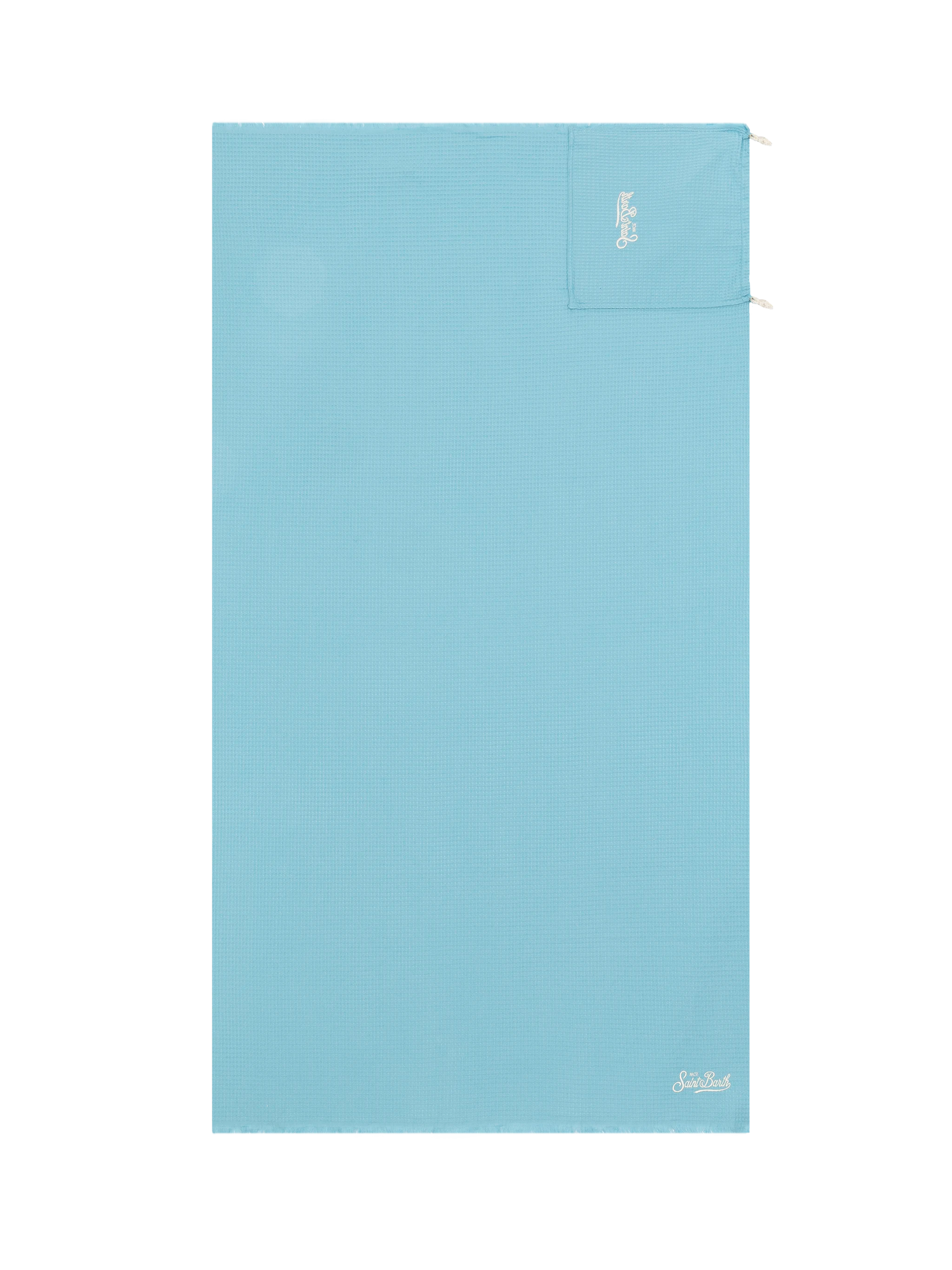Light blue honeycomb cotton FoutaSac beach towel - MC2 Saint Barth