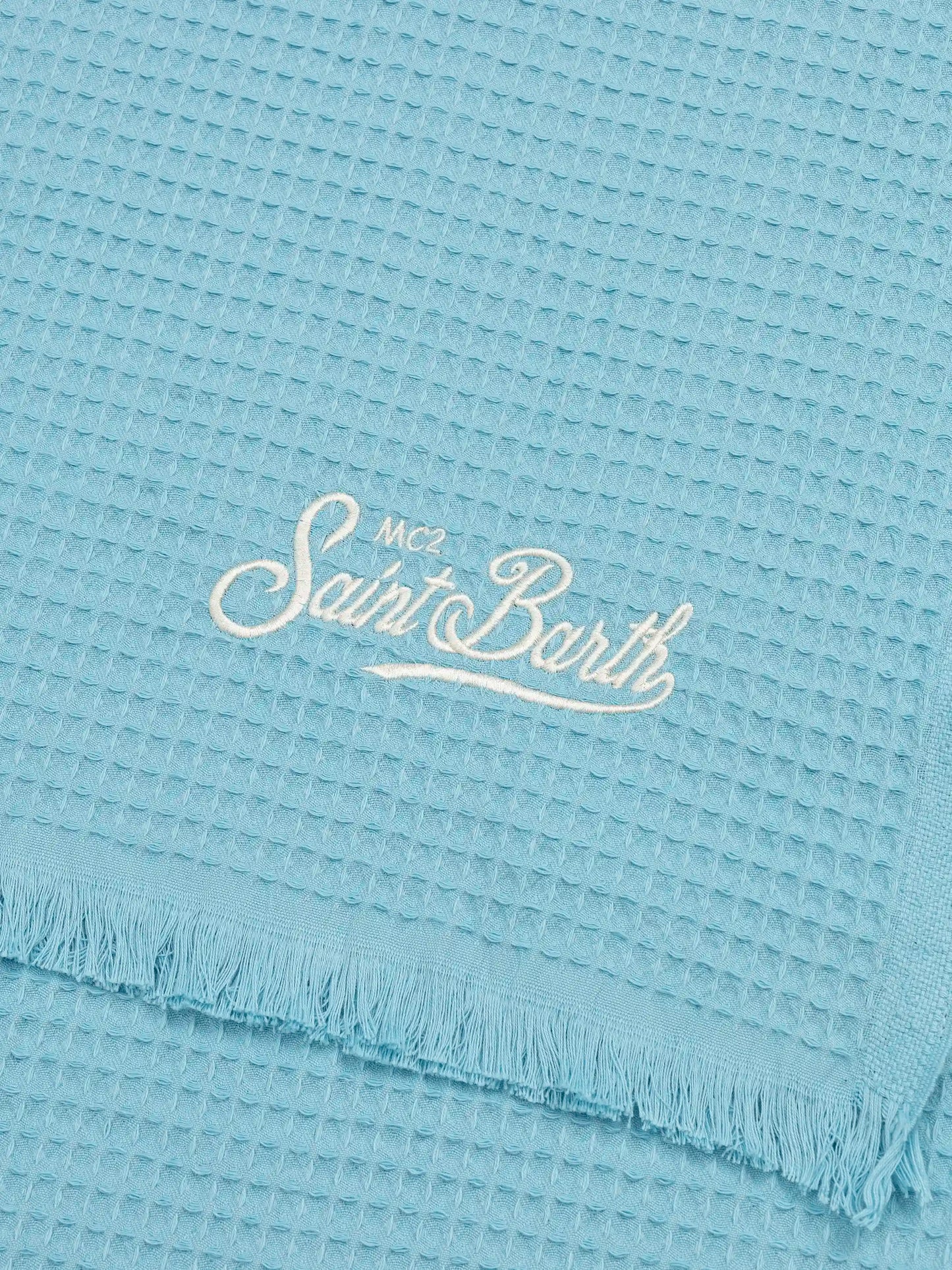 Light blue honeycomb cotton FoutaSac beach towel - MC2 Saint Barth