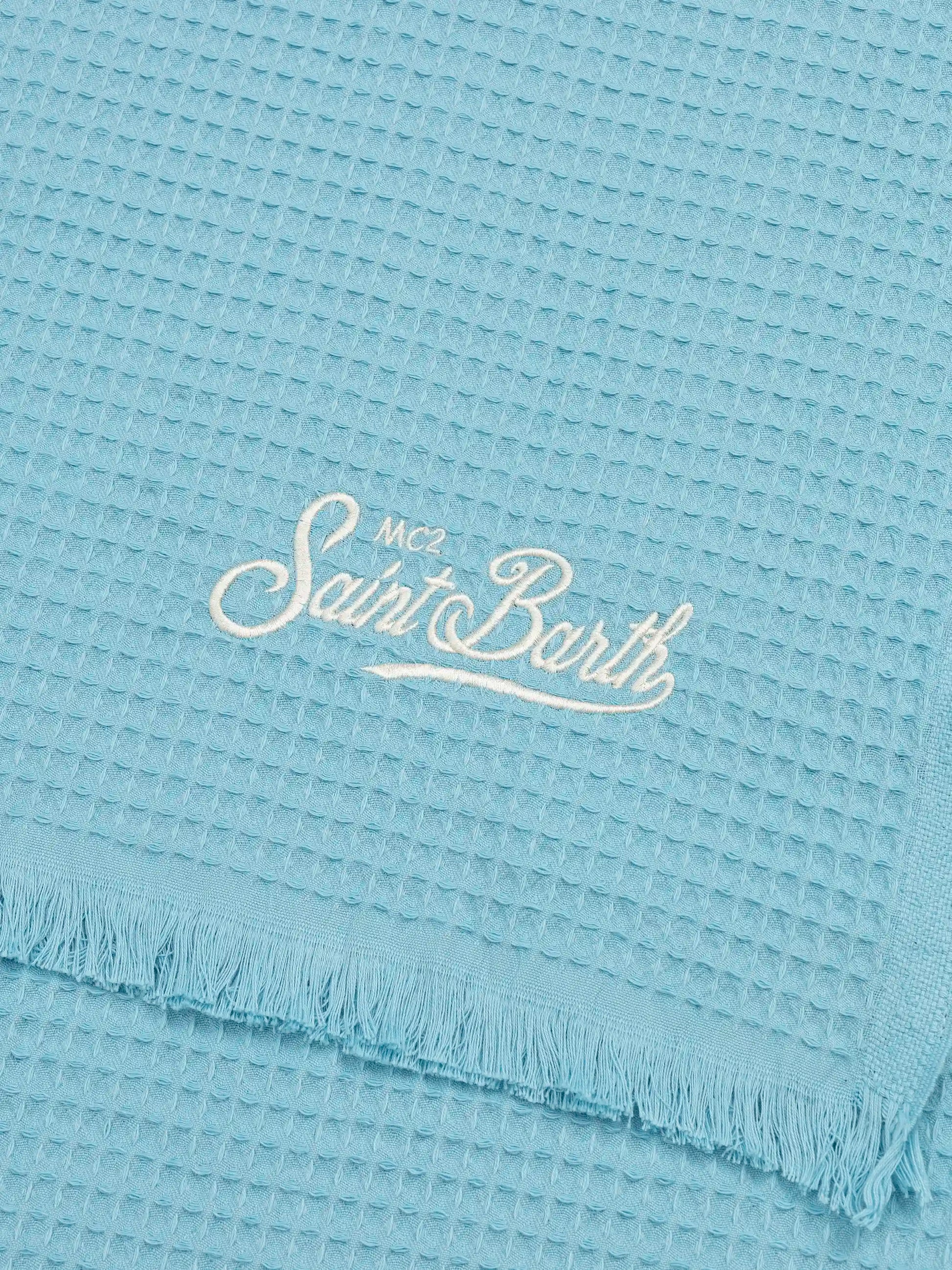 Light blue honeycomb cotton FoutaSac beach towel - MC2 Saint Barth
