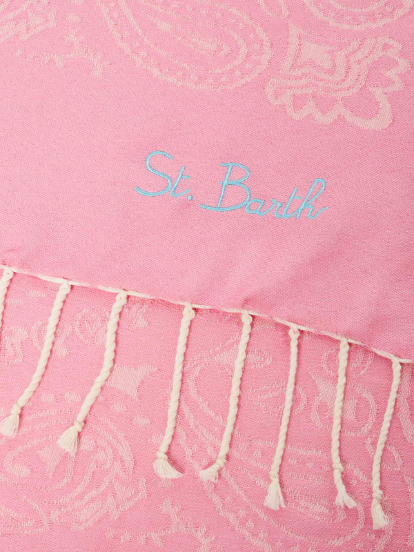 MC2 Saint Barth Kids stripe-print fringed towel - Pink