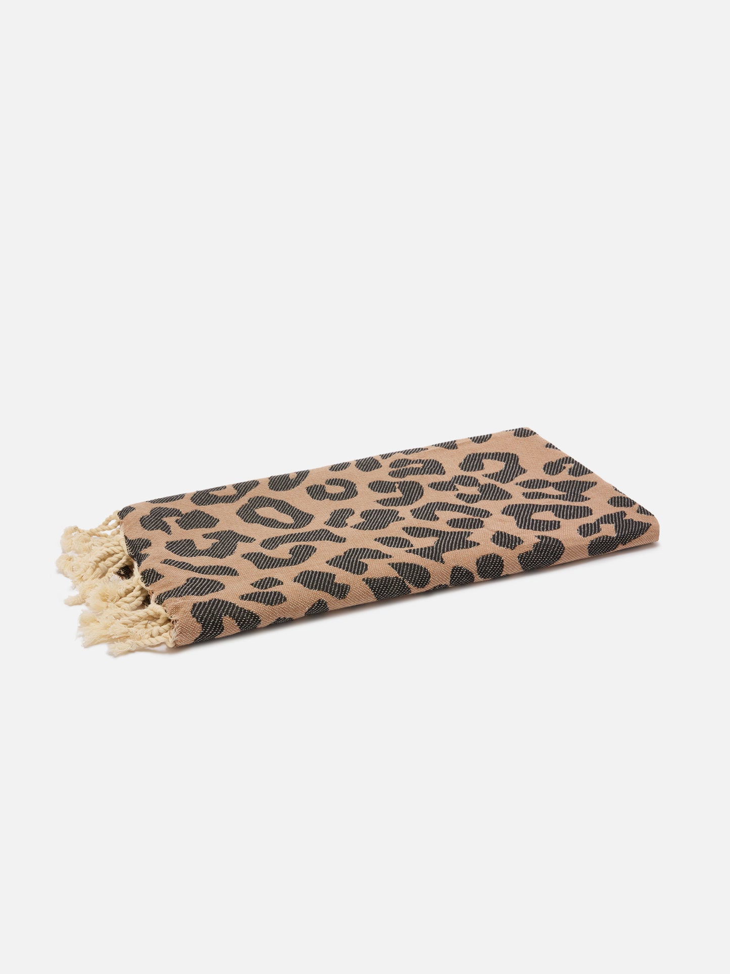 Telo mare Foutas in cotone jacquard con fantasia leopardata