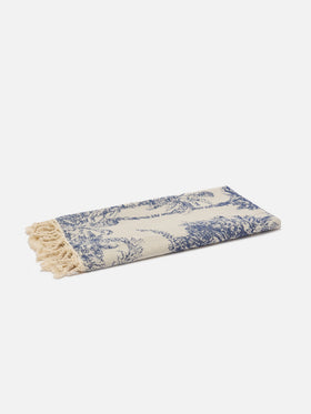 Foutas cotton beach towel with toile de Jouy Jaquard