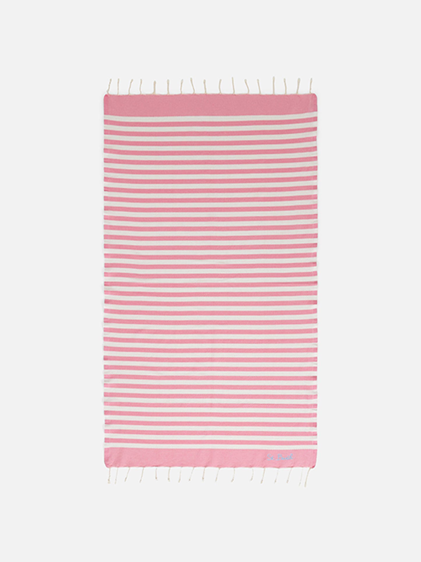 Cotton beach towel Fouta with pink striped print - MC2 Saint Barth