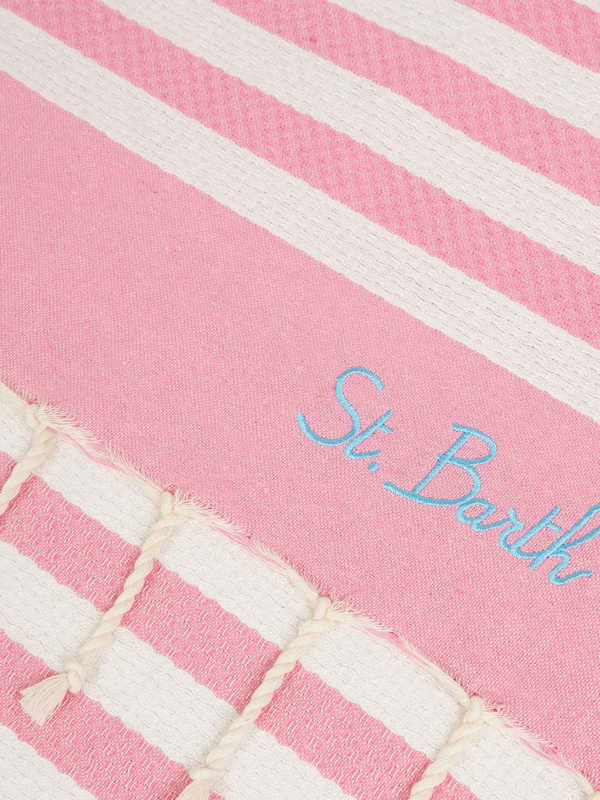Cotton beach towel Fouta with pink striped print - MC2 Saint Barth