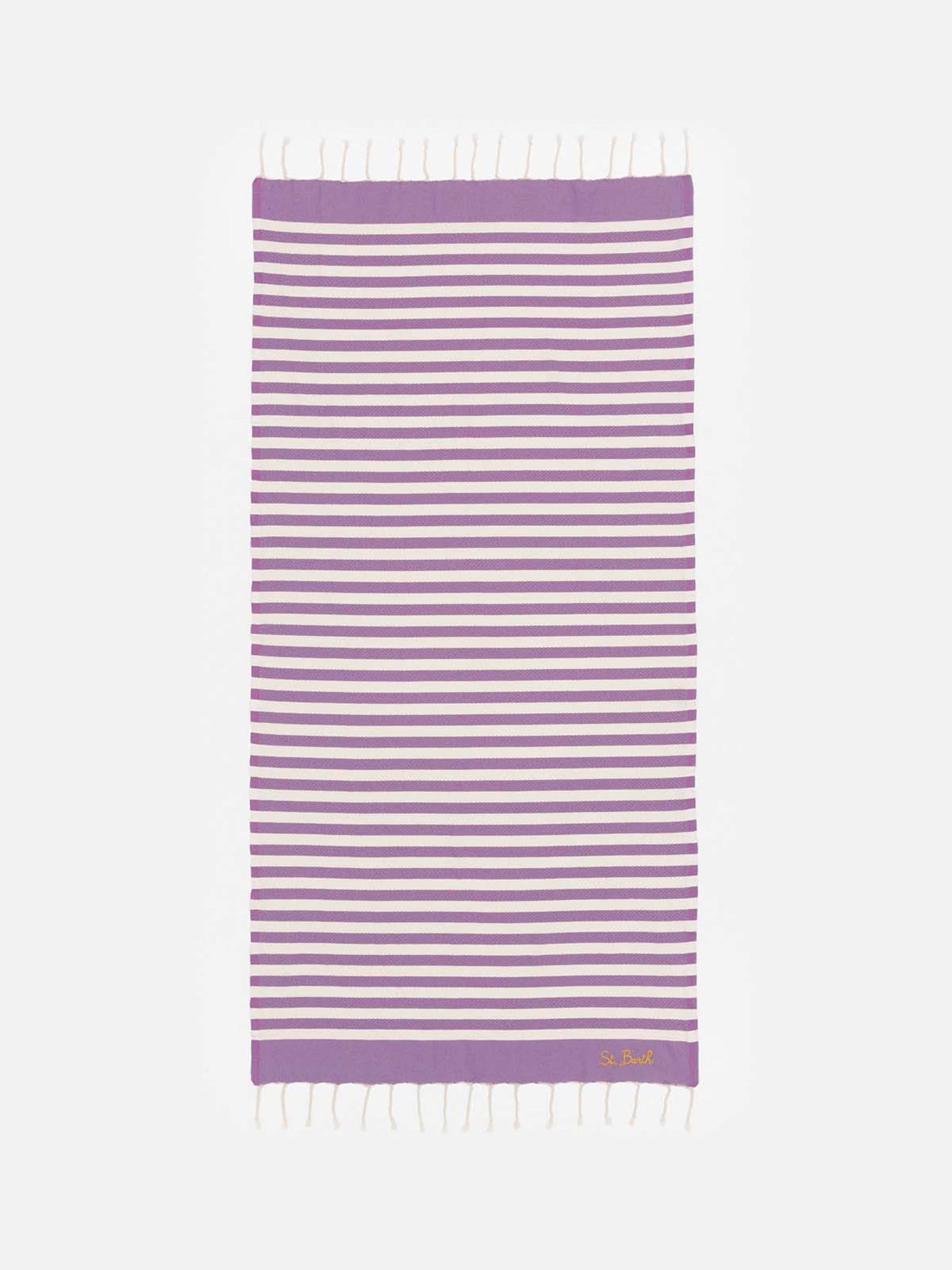 Cotton beach towel Fouta with purple striped print - MC2 Saint Barth