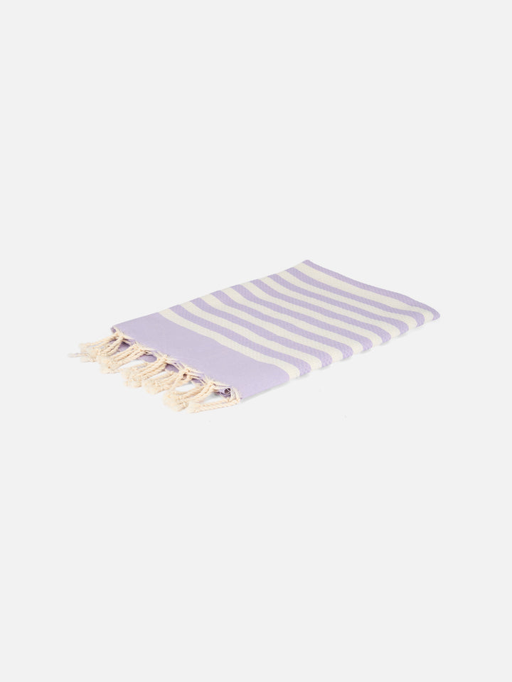 Cotton beach towel Fouta with purple striped print - MC2 Saint Barth