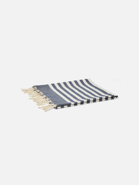 Cotton beach towel Fouta with navy blue striped print - MC2 Saint Barth