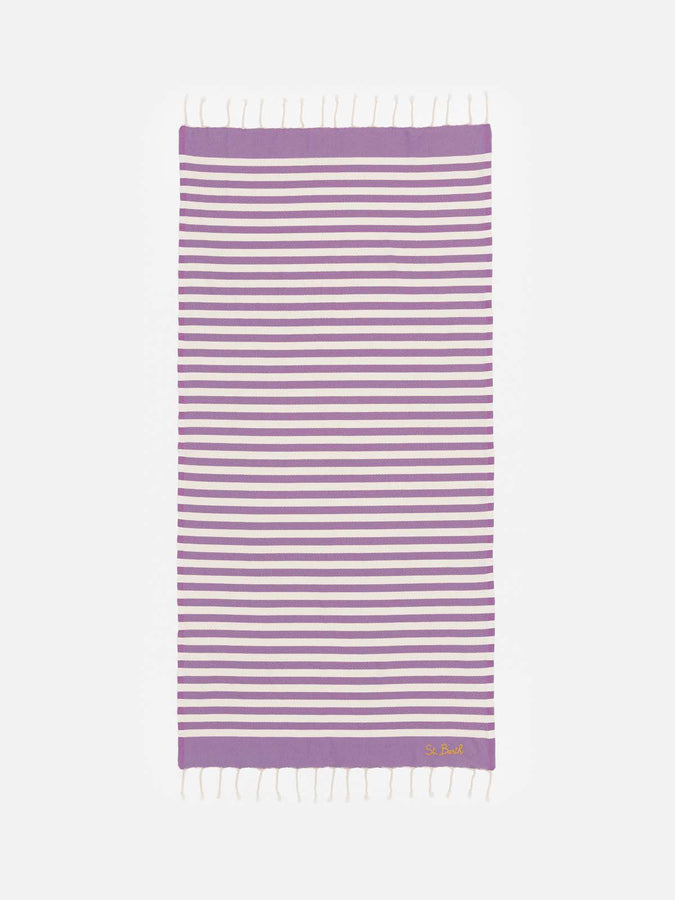 Mc2 Saint Barth Cotton beach towel Fouta with purple striped print