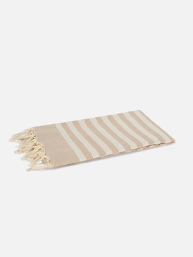 Telo mare Foutas a righe beige e bianche