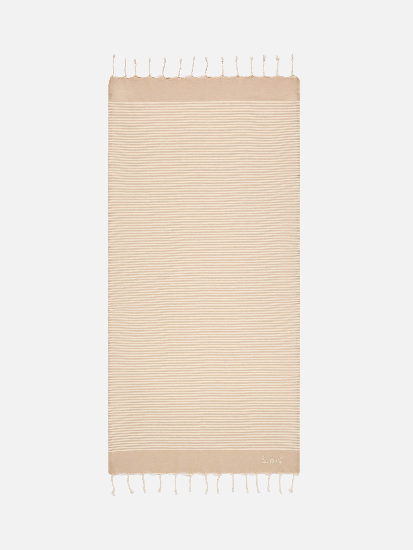Foutas-Strandtuch mit kleinen beige-weißen Streifen 