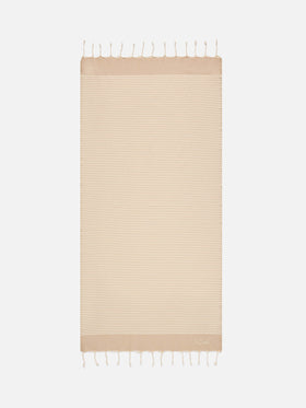 Foutas-Strandtuch mit kleinen beige-weißen Streifen 