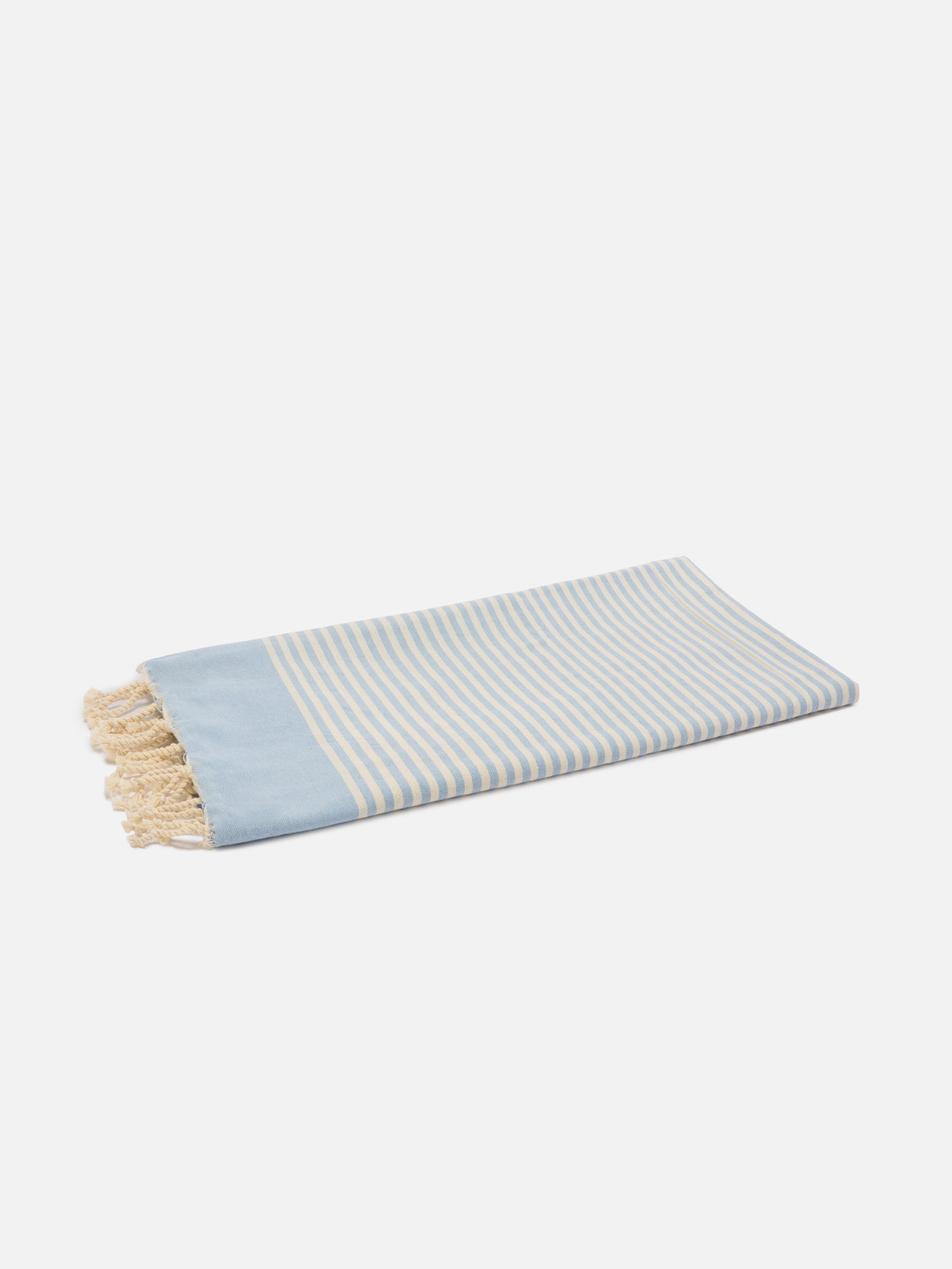 Foutas beach towel with small light blue and white stripes