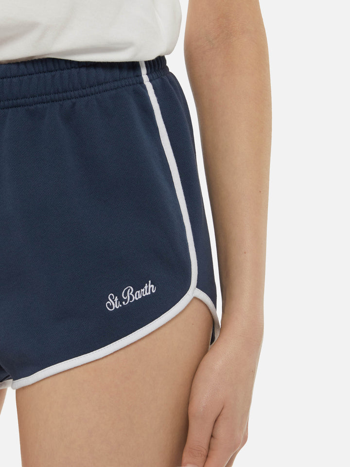 Shorts Francine Light in cotone blu navy con bordi a contrasto