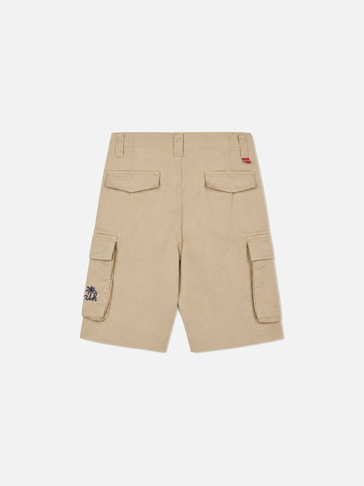 Boy beige cotton cargo shorts