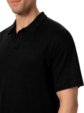 Black linen buttonless polo shirt Fraser - MC2 Saint Barth