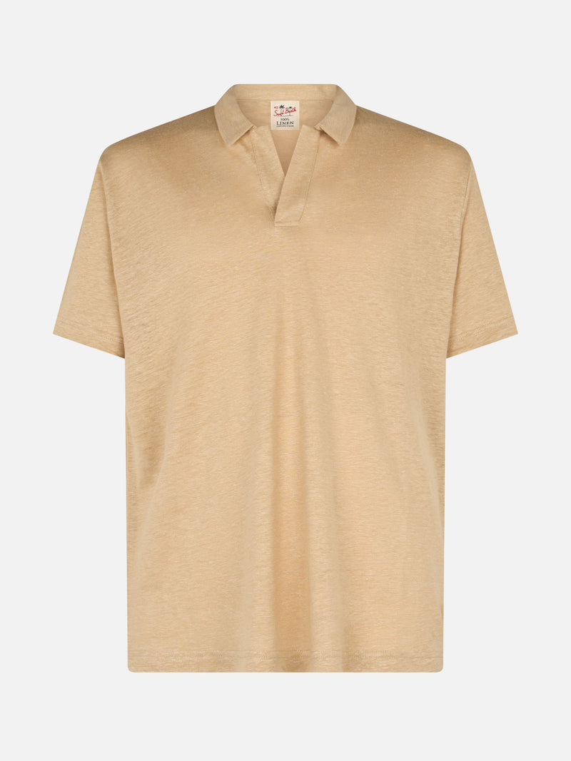 Polo da uomo in lino beige Fraser