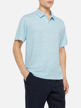 Light blue linen buttonless polo shirt Fraser - MC2 Saint Barth