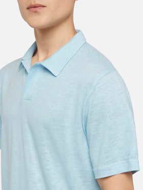 Light blue linen buttonless polo shirt Fraser - MC2 Saint Barth