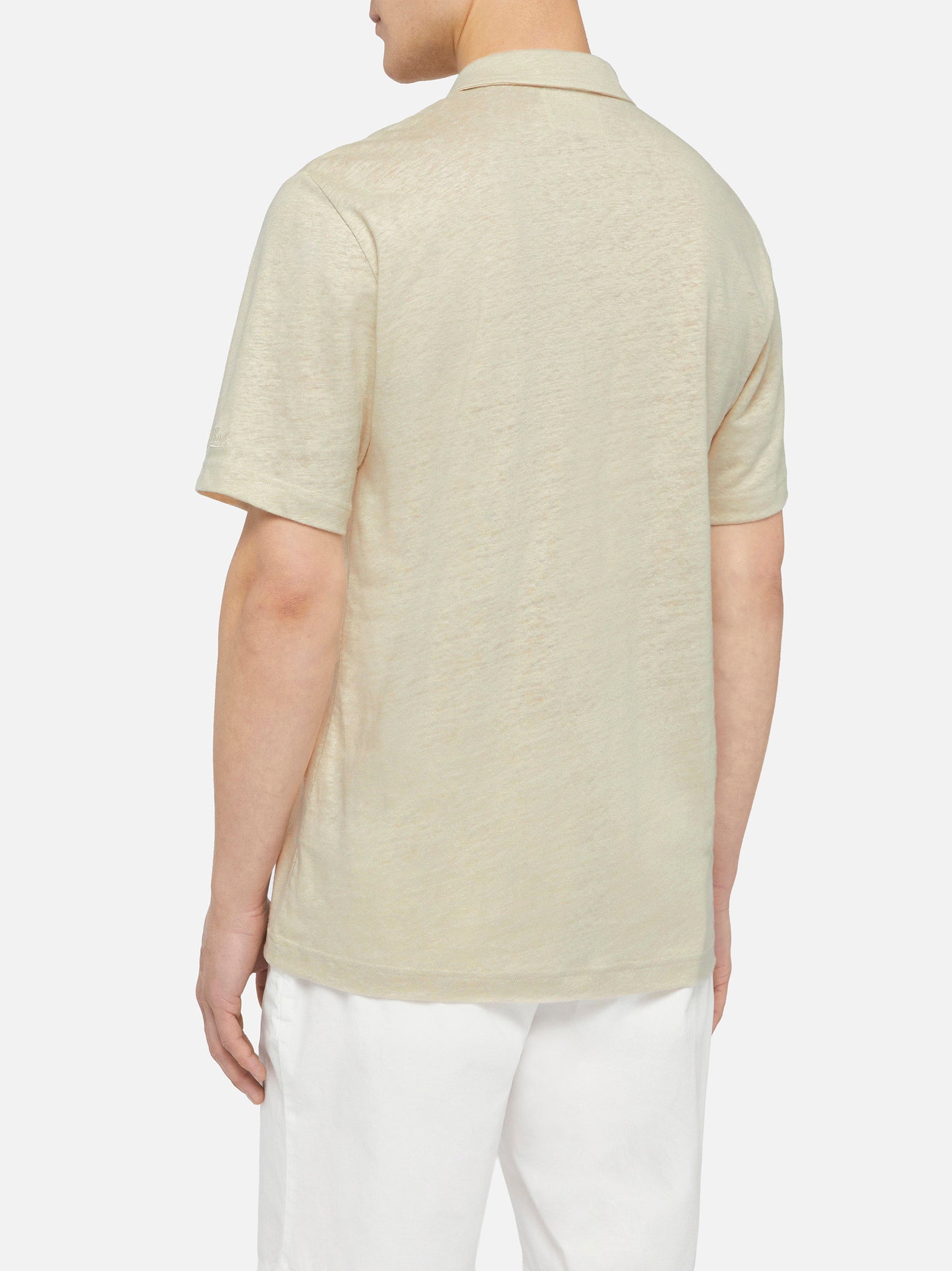 Off-white linen buttonless polo shirt Fraser - MC2 Saint Barth