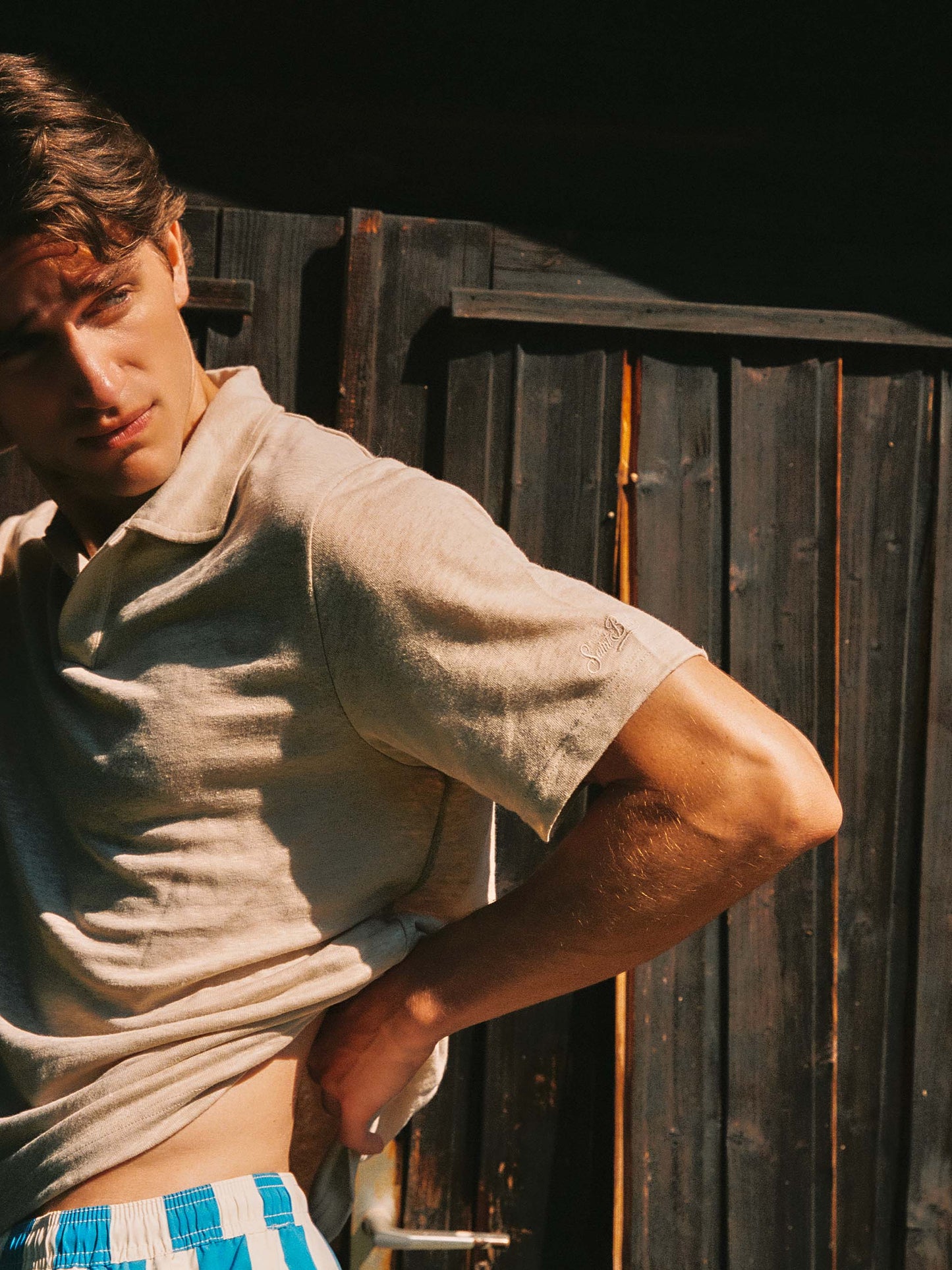 Beige Fraser polo in pure linen