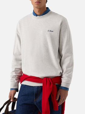 Felpa Fourseason grigio chiaro in cotone con ricamo logo