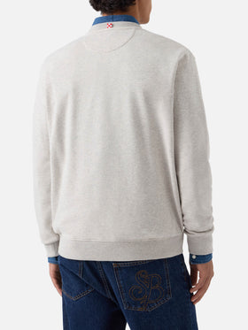 Felpa Fourseason grigio chiaro in cotone con ricamo logo