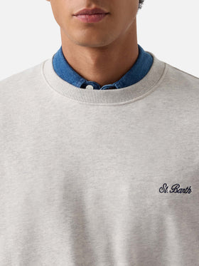 Felpa Fourseason grigio chiaro in cotone con ricamo logo