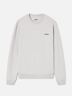 Felpa Fourseason grigio chiaro in cotone con ricamo logo