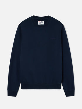 Navy blue Fourseason cotton sweatshirt with logo embroidery