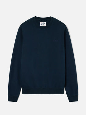 Sweat-shirt en coton Fourseason Navy blue avec logo brodé 