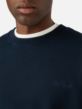 Sweat-shirt en coton Fourseason Navy blue avec logo brodé 