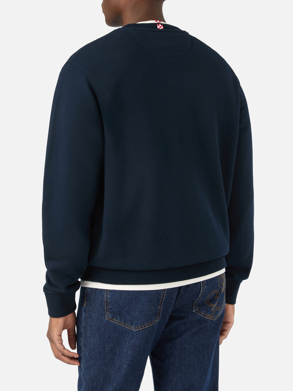 Sweat-shirt en coton Fourseason Navy blue avec logo brodé 