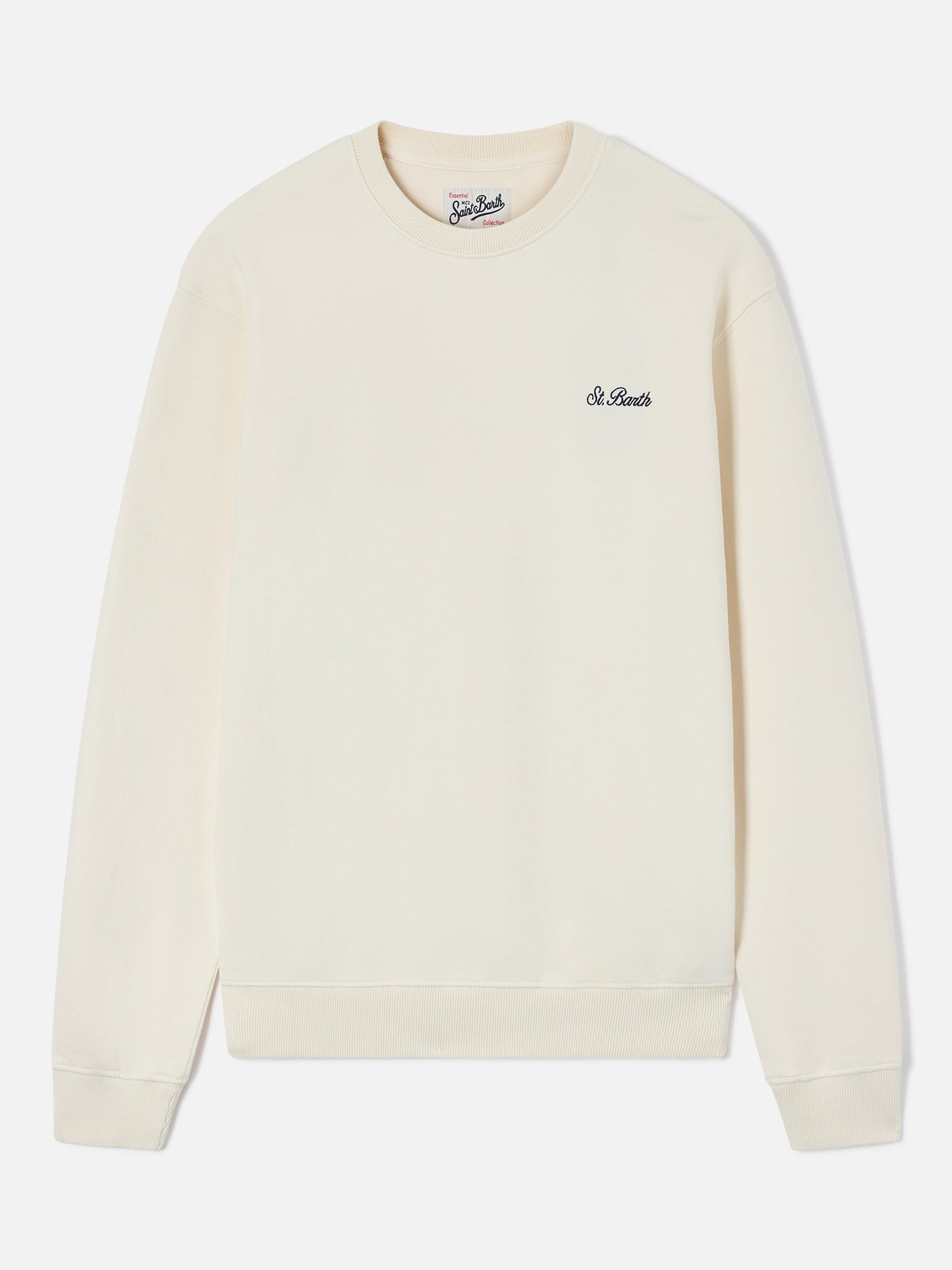Felpa girocollo Fourseason in cotone bianco panna