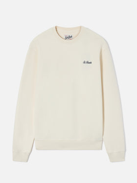 Sweat-shirt ras-du-cou Fourseason en coton blanc ivoire 