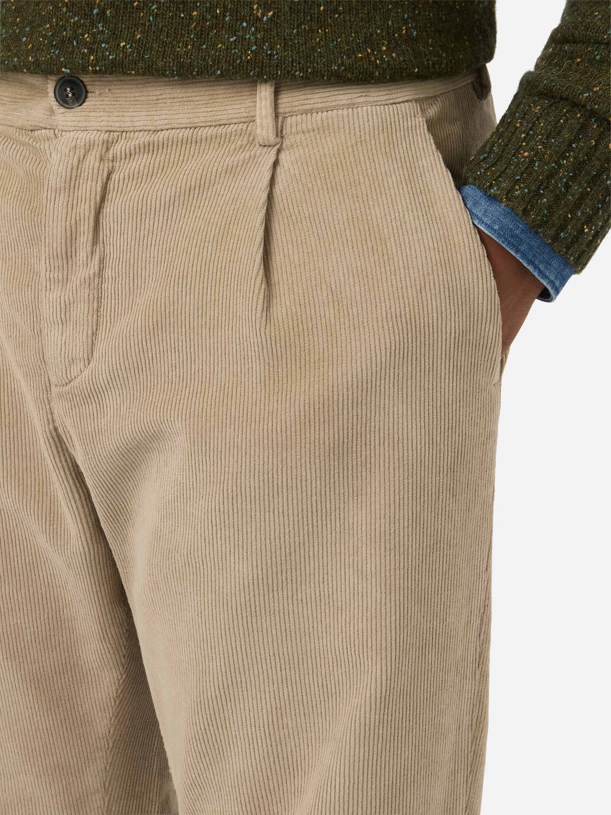 Pantalon en velours côtelé Beige Fuji 