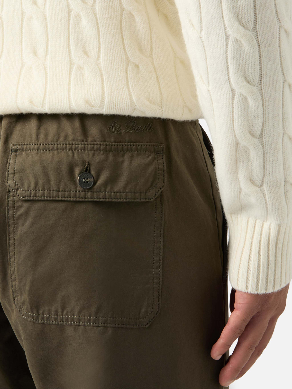 Military green Fuji waxed trousers